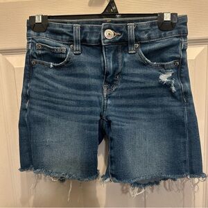 American Eagle The Dream Jean Midi Cut Off Stretch Blue Jean Shorts Size 00